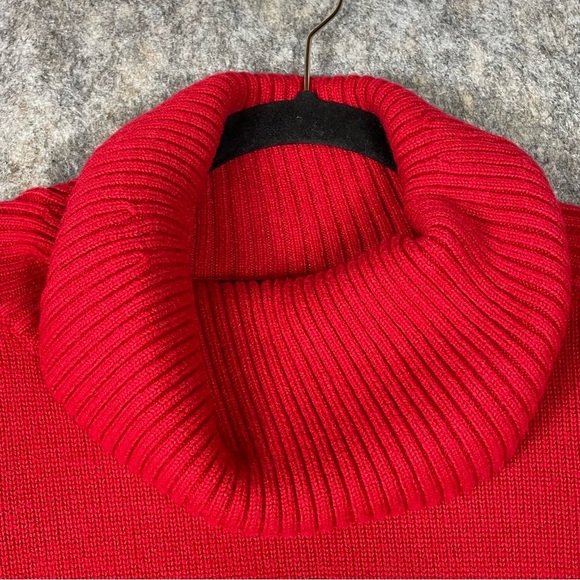 Talbots Lambswool Blend Christmas Tree Cowl Neck Holiday Celebration Sweater - S - Picture 4 of 15